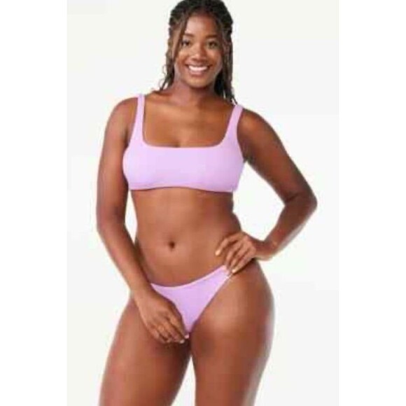 Love & Sports Textured Lavender Two Piece Swimsuit (Top is XXL, Bottom XL) - Picture 1 of 7